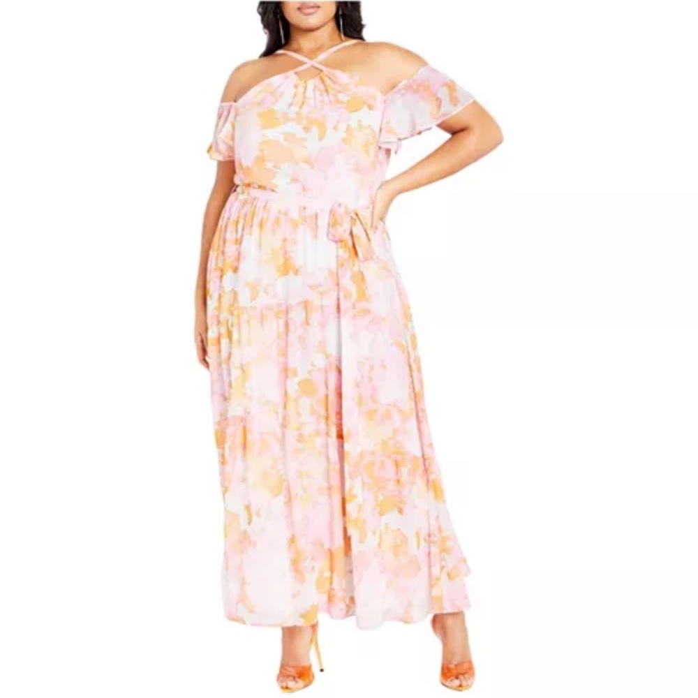 City Chic Floral Off-Shoulder Maxi Dress